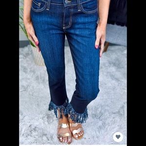 Judy Blue Fray Hem Straight Crop Jeans